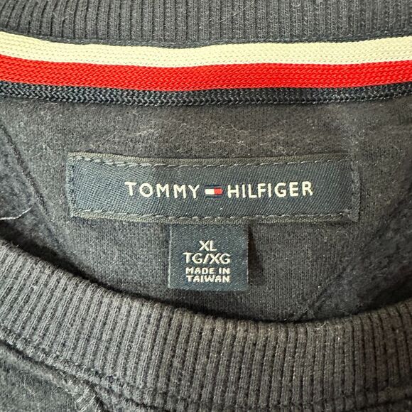 Tommy Hilfiger Sweatshirt Men's XL Navy Blue Cotton Crew Neck Pullover - Picture 5 of 10